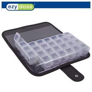 Ezy Dose Pill Organizer Weekly Planner 7 Day Large 4 Times A Day w/ Travel Case